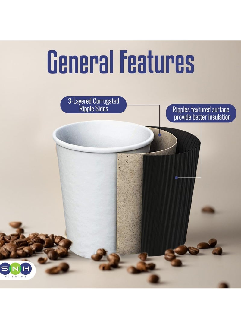 SNH Packing [Pack of 50] Disposable Ripple Coffee Cup 8 Oz Duitable For Home, Office, Restaurants Use Pack of 50 Pieces - Image 5